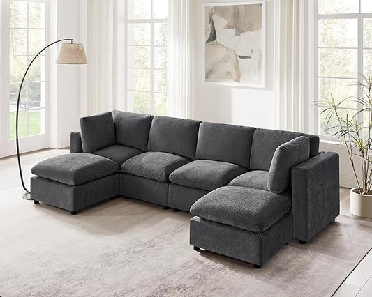 VANOMi Modular Sectional Sofa, Convertible Sofa Couch Modular Sofa with Ottoman, Sectional Sofas for Living Room Small Apartments