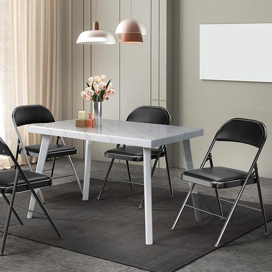 VINGLI 20 Pack Folding Chairs with Padded Seats, Metal Frame with Pu Leather Seat & Back, Capacity 350 lbs, Black