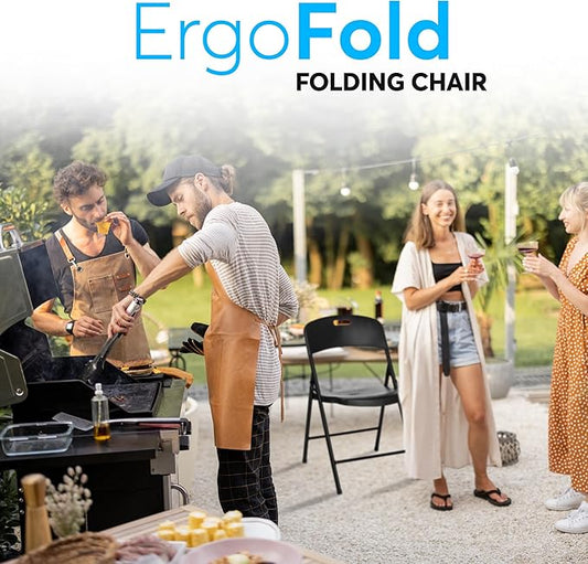 Oline Folding Chair, Indoor Outdoor Plastic Commercial Stackable Foldable Guest Chairs for Events Office Wedding Party Picnic Kitchen Dining, 350lb Capacity (Black, 2 Pack)