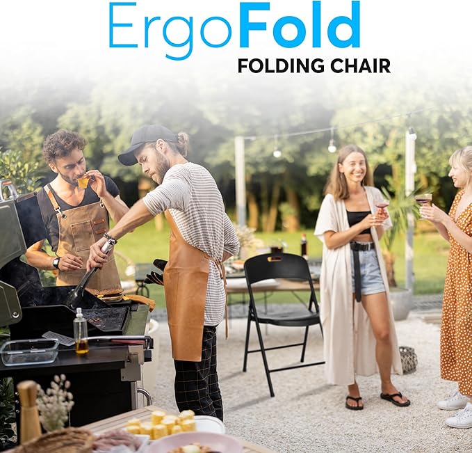 Oline Folding Chair, Indoor Outdoor Plastic Commercial Stackable Foldable Guest Chairs for Events Office Wedding Party Picnic Kitchen Dining, 350lb Capacity (Black, 6 Pack)
