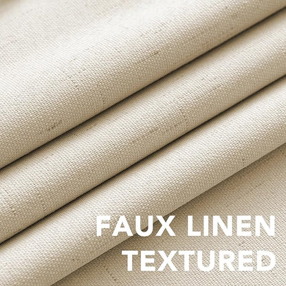 H.VERSAILTEX 100% Blackout Curtains for Bedroom Thermal Insulated Linen Textured Curtains Heat and Full Light Blocking Drapes Living Room Curtains 2 Panel Sets, 42x54 Inch, Bleached Sand