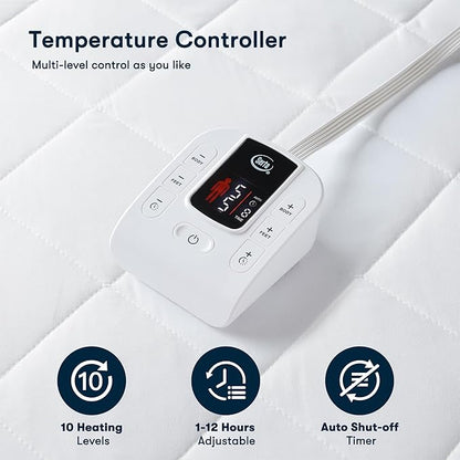 Serta Multi-Zone Heated Mattress Pad – Single Controller for Personalized Body & Foot Warmth, 10 Heat Settings, Auto Shut-Off, Soft Microfiber, Machine Washable, 15" Deep Pocket – Twin Size