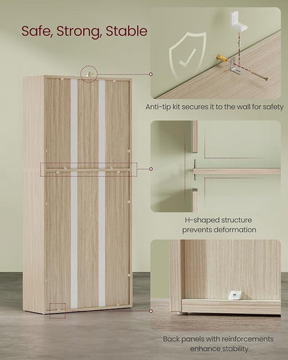 VASAGLE Custos Collection - Bookshelf, 5-Tier Bookcase, Book Shelf, Open Storage Shelf, 9.4 x 23.6 x 52.8 Inches, for Living Room, Home Office, Dinning Room, Natural Beige ULBC165L01