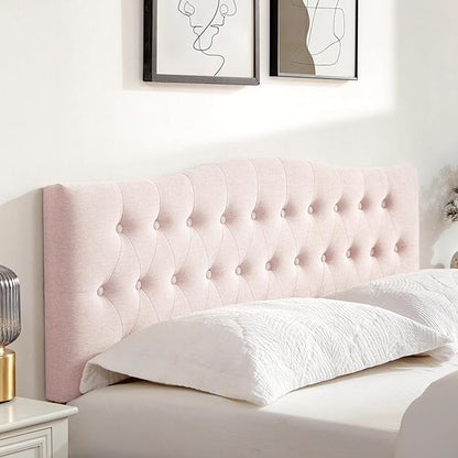 Tufted Upholstered Headboard California King Size, Sturdy and Durable Solid Wood Bed headboard, Fabric Headboard Adjustable Height from 37” to 51”, Button Diamond Design Head Board, Pink