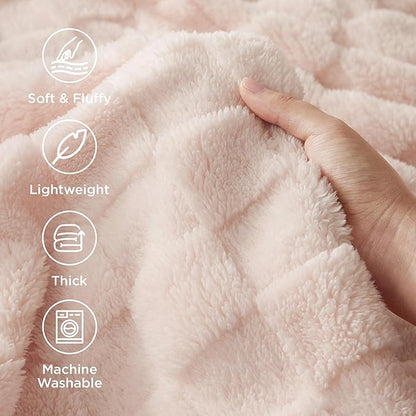 Bedsure GentleSoft Pink Throw Blanket for Couch - Checkered Fleece Blankets Gifts for Women Men Girls, Cute Soft Cozy Throw for Bedroom Home Decor Gifts, 50x60 Inches