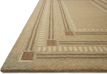 Loloi Chris Loves Julia Alfie Collection ALF-04 Green/Natural 5'-0" x 7'-6" Area Rug Wool Neutral Living Bedroom Dining Carpet