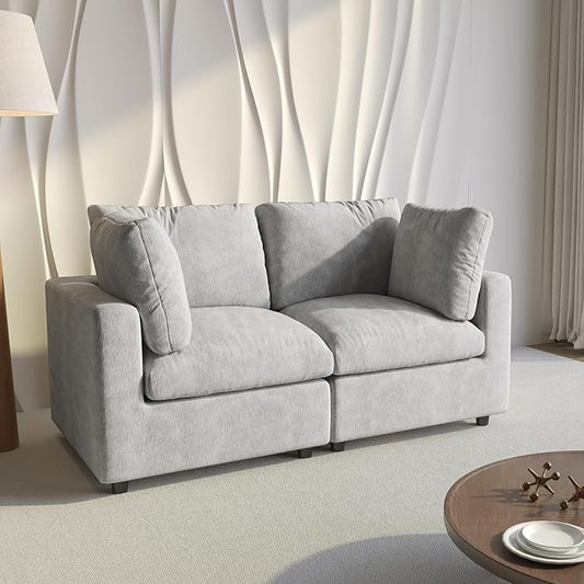 WJShome Cloud Sectional Couches for Living Room,67" Convertible Love Seat, 2 Seater Modular Sectional Sofa,Deep Seater Furniture Sets,Gray