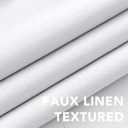 H.VERSAILTEX Linen Blackout Curtains Durable Thick Textured Linen Look 100% Blackout Patio Door Curtain Anti Rust Grommet Extra Wide Sliding Door Curtain Panel, W100 x L108 inch - Pure White