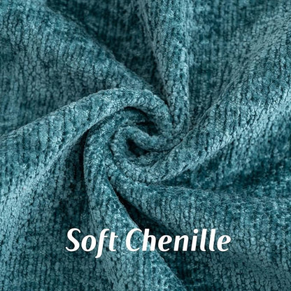 FUTEI Teal Chenille Throw Pillow Covers 16x16 Inch Set of 2,Soft Cozy Bound Edge Design Cushion Case,Home Decor for Couch Bed Living Room