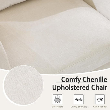 MELLCOM Swivel Accent Chair with Hidden Storage Set of 2, Comfy Chenille Fabric Upholstered Leisure Armchair with Lumbar Pillow and Side Pocket for Living Room Bedroom Reception Room and Office
