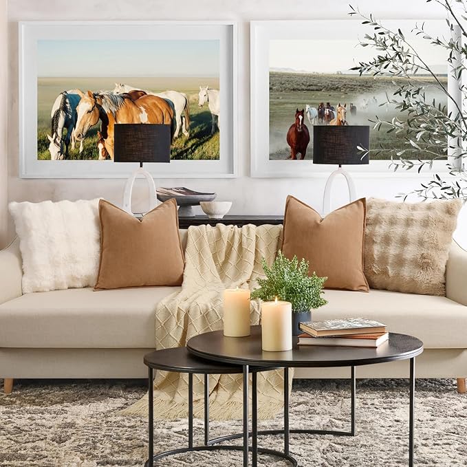 ZWJD Camel Pillow Covers 20x20 Set of 2 Chenille Throw Pillow Covers with Elegant Design Soft and Luxurious Decorative Throw Pillows for Couch, Bed, and Home Decor