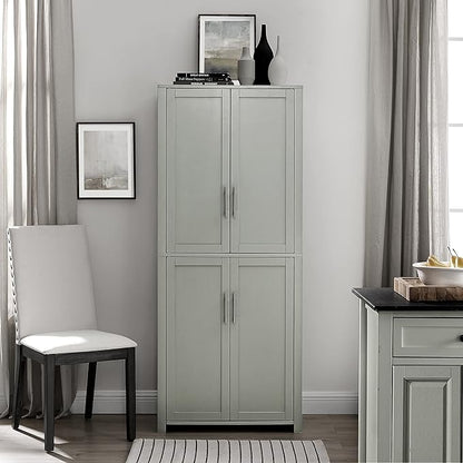 Crosley Furniture Savannah Tall Pantry Storage Cabinet with Shelves, Kitchen, Dining, or Laundry Room, Gray