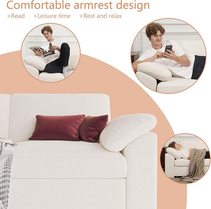 EASE MOOSE Oversized Modular Sectional Sofa with Ottoman,Modern Luxury Wide Deep Modular Couch, U Shaped Couch for Big Spaces Living Room, White