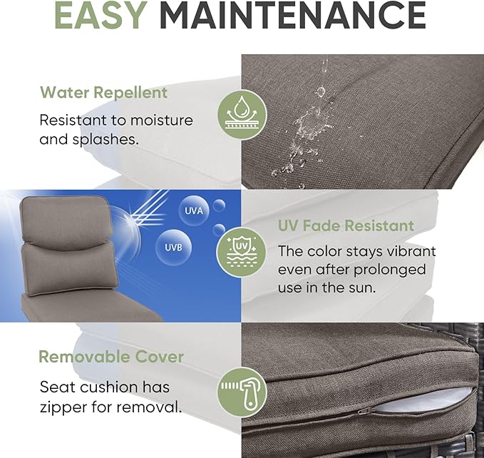 Outdoor Chair Cushion Set of 2, Waterproof Outdoor Seat Cushions 25x22, Patio Chair Cushions for Outdoor Furniture, Couch Cushion Replacement, Include 2 Back & 2 Seat Cushions, Smile/Grey