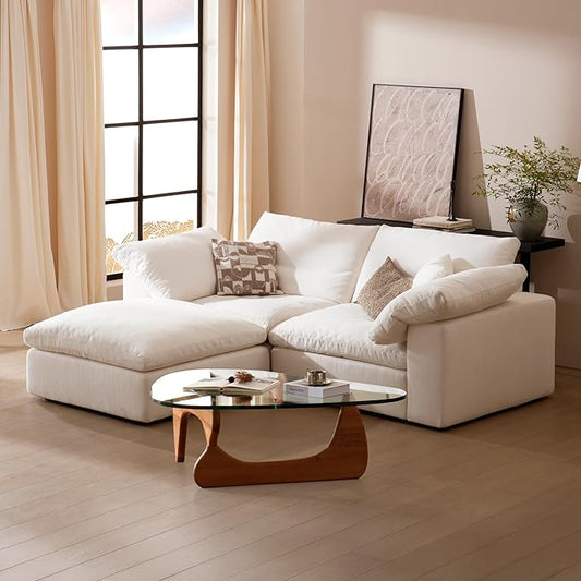 Modular Sectional Sofa, 78.7" L Shaped Modern Sofa Modular Sectional Cloud Couch with Ottoman, Modern Cloud Sectional Couches for Living Room, Deep Seat Sofa with Washable Cover