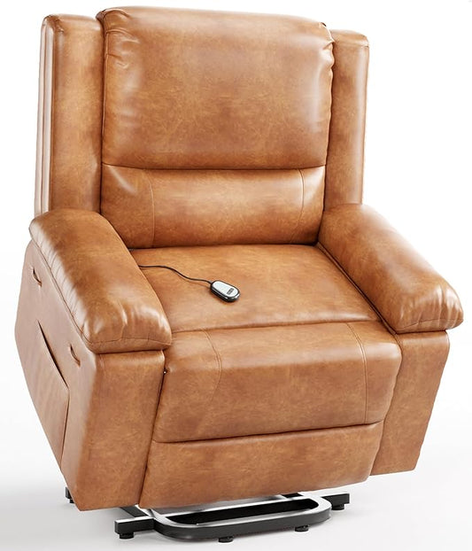 GarveeHome Power Lift Recliner Chair - Heat and Massage, Faux PU Electric Lift Recliner for Elderly & Mobility Impaired, Adjustable Back and Legs, Heavy Duty Lift Chair for Seniors