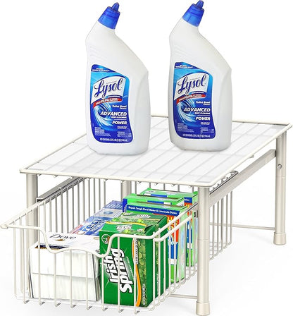 Simple Houseware Stackable Basket Drawer, White