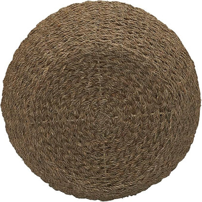 Household Essentials Handwoven Seagrass Barrel Wicker Storage Basket Side Table, Natural