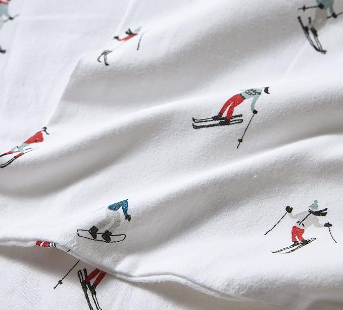 Eddie Bauer - Flannel Sheets King Size, Anti-Pilling & Wrinkle Resistant Cotton, Touchably Soft for All-Season Comfort - Bed Sheets with Matching Pillowcases & Fitted Sheet (Ski Slope)