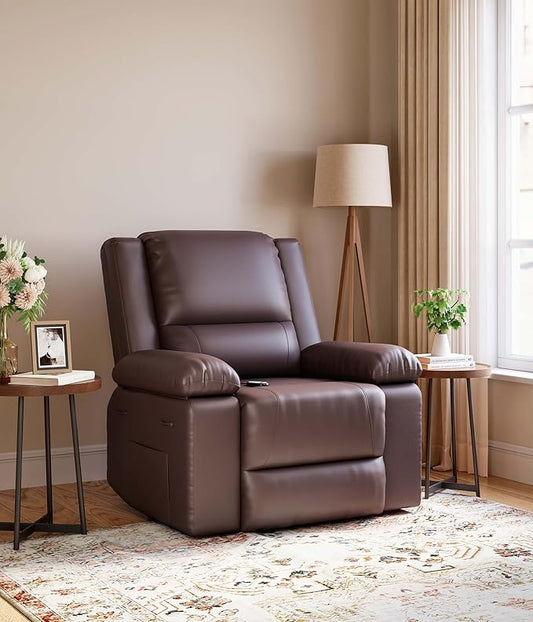GarveeHome Oversized Wide Power Lift Recliner Chair - Heat and Massage, PU Leather, Adjustable Back and Legs, Electric Lift Chair Designed for The Elderly and People with Mobility impaired
