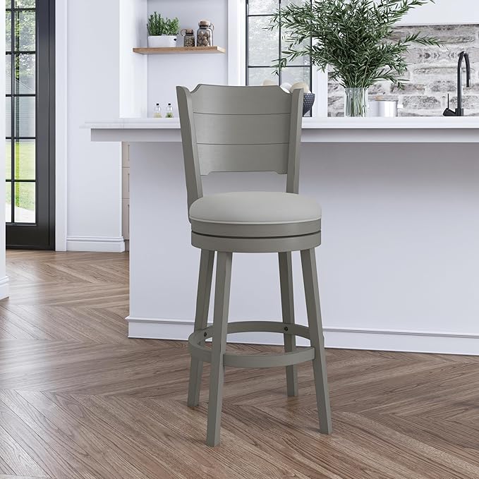 Hillsdale Clarion Wood Swivel Bar Height Stool, Distressed Gray