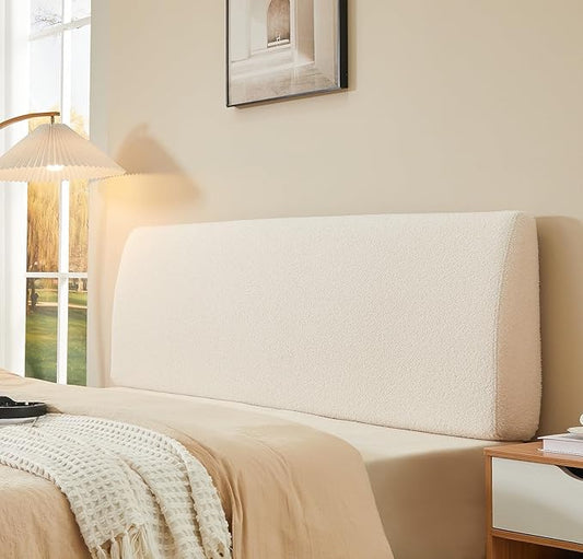 4.7" Upholstered Headboard for Full Size Bed, Height Adjustable and Ergonomic Headboard, Easy Assemble, Sturdy and Durable, Teddy Velvet, Beige