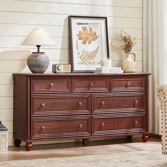 Farmhouse Dressers & Night Stand Set of 4, Wood 54" Wide Dresser & 35" Tall Chest of Drawers, 18" with Charging Station Nightstand Set of 2, Bedroom Furniture Dresser Set for Home Living Room Hallway