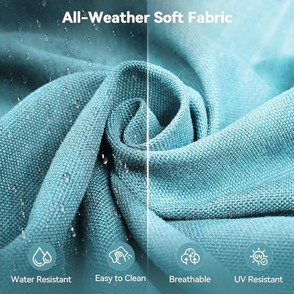 Luxury 6" Outdoor Cushions for Patio Furniture, 24x24x6" Thick Seat Cushion Set of 8, Fade Resistant Couch Chair Replacement Cushions High Density Deep Wicker Chair Cushion w/ Removable Cover, Teal