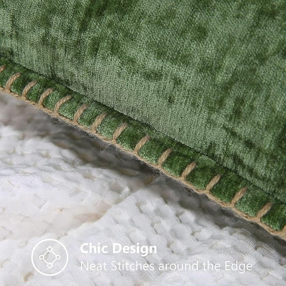 decorUhome Christmas Chenille Soft Throw Pillow Covers 18x18 Set of 2, Farmhouse Velvet Neutral Decorative Euro Fall Pillow Covers with Stitched Edge for Couch Sofa Bed Home Decor, Forest Elf