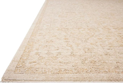 Loloi Chris Loves Julia Palma Collection PLM-01 Ivory/Sand 9'-6" x 13'-1" Fringe Area Rug Vintage Style Boho Living Room Bedroom Carpet