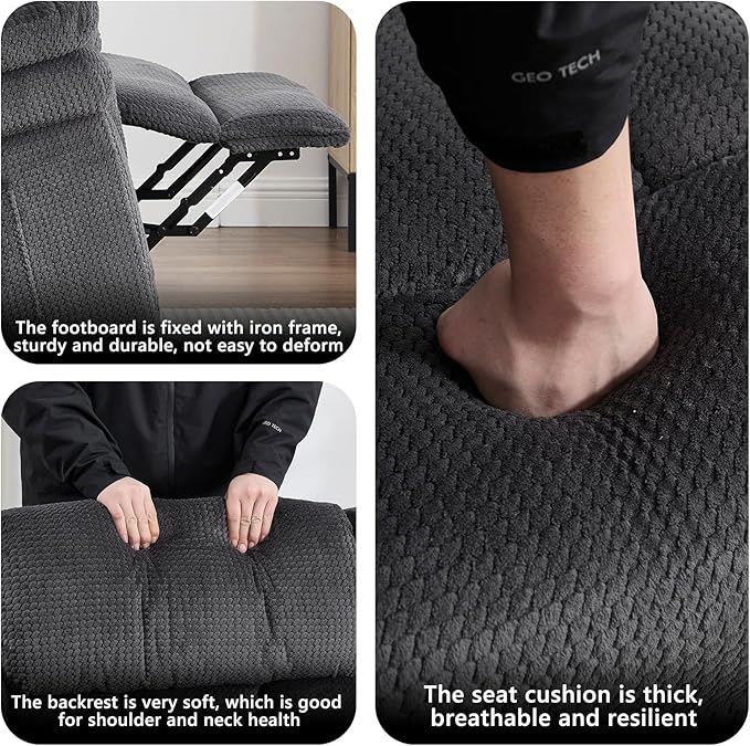 CANMOV Recliner Sofa Set, Oversize Power Lift Recliner Chair, Manual Loveseat and 3-Seat Sofa with Overstuffed Armrest for Living Room,Bedroom Furniture,Office,1+2+3 Seat Grey