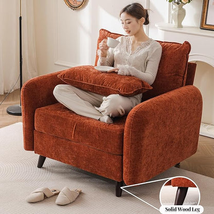 Oversized Accent Chair Set of 2,All Seats Storage,Comfy Armchair,24.5'' Deep Seat,Upholstered Living Room Chairs,Reading Chair for Bedroom,Office,Chenille,Orange