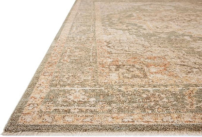 Loloi Chris Loves Julia Palma Collection PLM-08 Olive/Spice 2'-7" x 10'-0" Fringe Runner Rug Vintage Style Boho Living Room Bedroom Carpet