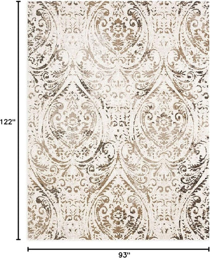 Nicole Miller New York Patio Sofia Juniper Indoor/Outdoor Area Rug, Ivory/Mustard, 7'9"x10'2" Rectangle, Rectangular