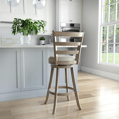 Hillsdale Laymon Modern Wood Bar Height Swivel Stool, Gray Brown