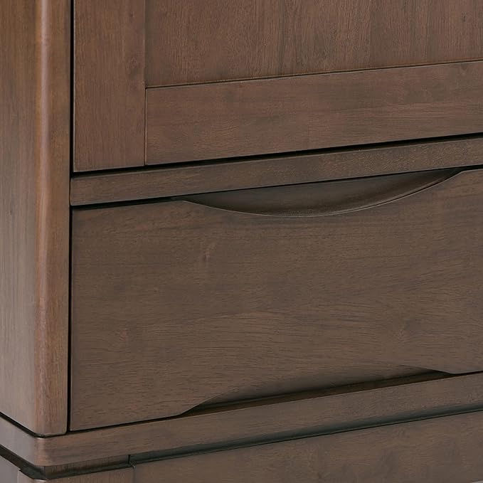 SIMPLIHOME Harper Solid Wood 48 inch Storage Cabinet in Walnut Brown (Set of 2) for The Living Room, Entryway and Family Room