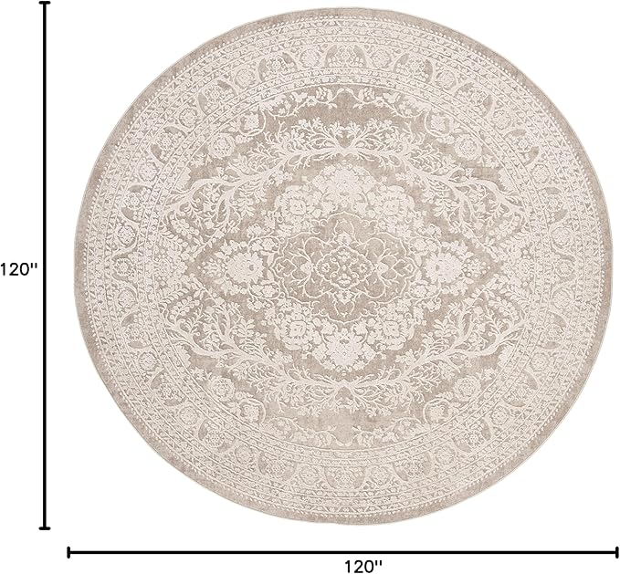 SAFAVIEH Area Rug 10' Round - Reflection Collection - Large - Beige & Cream, Non-Shedding & Easy Cleaning, Ideal for Living Room, Bedroom (RFT668A)