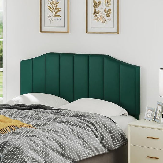 Velvet Queen Size Headboard, Upholstered Headboard Queen/Full Size Wall Mount and Bed Frame Mount, Featuring High-Density Sponge Padding Luxury Texture Easy Assembly Comfort Style-Jade