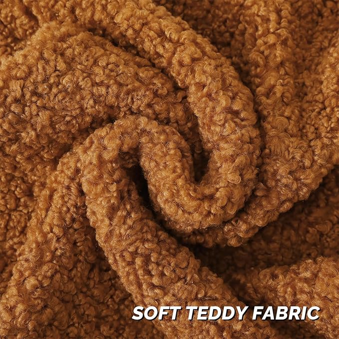FUTEI Rust Throw Pillow Covers 26x26 Inch Set of 2,Furry Faux Fur Teddy Boucle Textured Cushion Covers,Soft Fluffy Decorative Euro Pillow Shams,Home Decor for Couch Bed Living Room Office Car