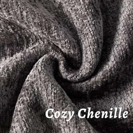 Grey Decorative Throw Pillow Covers 24x24 Inch Set of 2 Cozy Soild Chenille Cushion Cases Soft Textured Square Couch Pillows Cover Boho Accent Farmhouse Pillowcases for Sofa Bed