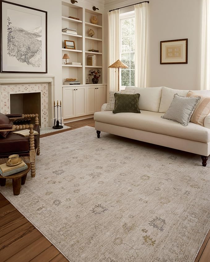 Loloi Chris Loves Julia Louisa Collection LOI-01 Oatmeal/Stone 3'-6" x 5'-6", .38" Pile Height, Accent Rug