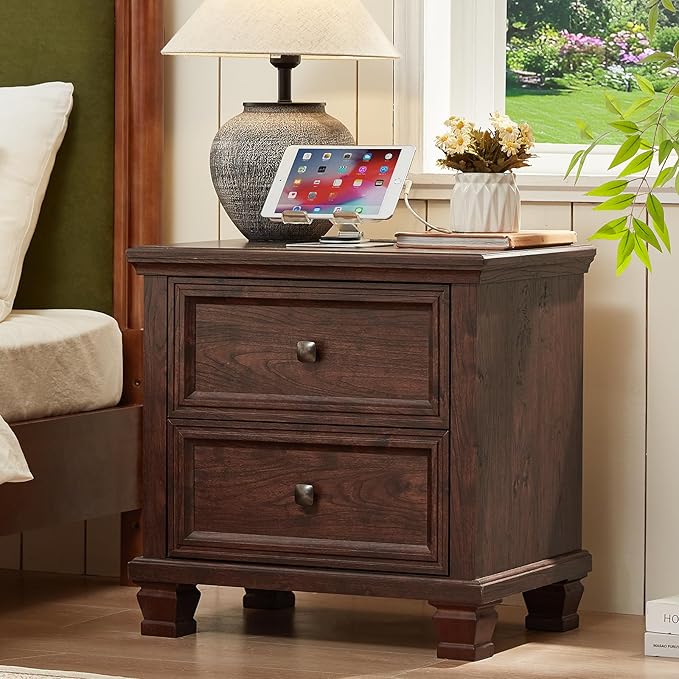 Farmhouse Bedroom Dresser and Nightstand Set of 4, 6 Drawer Tall & 5 Drawers Dresser & 2 Drawer Nightstand Set, Rustic Wood Bedroom Furniture Set for Livingroom, Hallway, Walnut