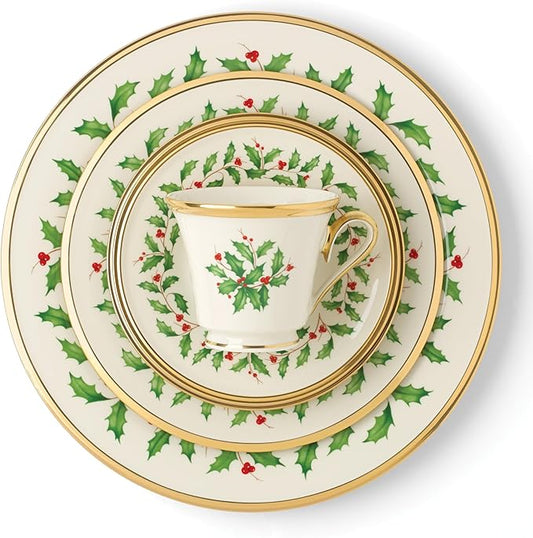 Lenox 146590600 Holiday 5-Piece Place Setting, Christmas Drinkware Set, Hosting