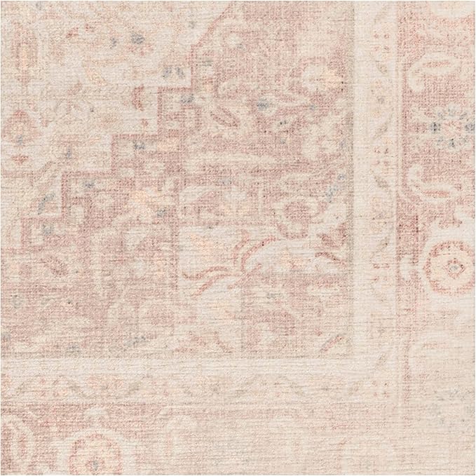 RUGGABLE Washable Area Rug – Kamran Soft Pink 5x7, Stain-Resistant, Non-Slip – Medium Machine Washable Rugs for Living Room, Bedroom, Hallway, Entryway & Office–with Standard Pad