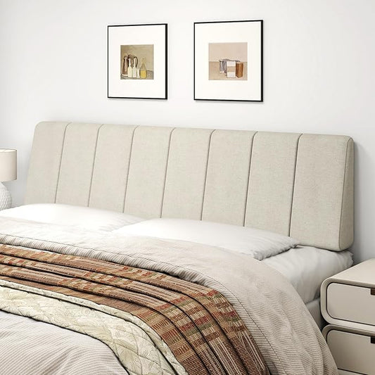 King Size Headboard Only-No Assembly, Upholstered Headboard King Size Linen Fabric Modern Style Headboards for Adjustable Bed Extra-Thick, Beige