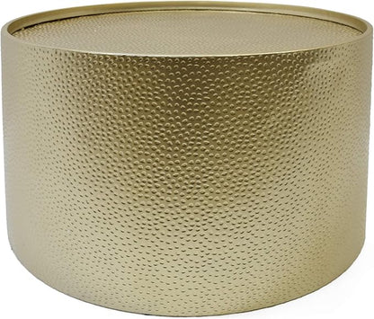 Christopher Knight Home Rache Modern Round Coffee Table with Hammered Iron, Gold, 26. 00” L x 26. 00” W x 17. 00” H
