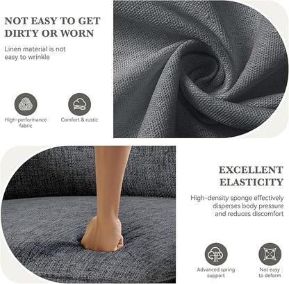 Swivel Accent Sofa Chair Set of 4, Modern Comfy Oversized Upholstered Cushion Back Armchair in Linen 1pcs for Living Room, Bedroom, Reading Room(Dark Gray)