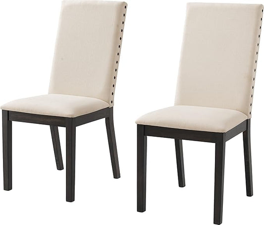 Crosley Furniture Hayden Modern Farmhouse Upholstered Wood Dining Chairs Set of 2, Slate/Crème