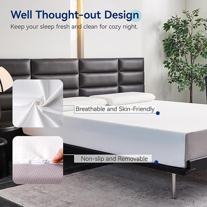 Amazon Basics Memory Foam Mattress, Medium Firm, 10 Inch, Queen, White/Grey