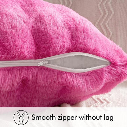 MIULEE Faux Fur Pillow Covers Thick Soft Plush Throw Pillows Luxury Home Decor for Couch Bed Bedroom Living Room Sofa,20x20 Inch Pack of 2 Hot Pink